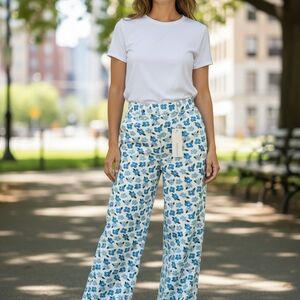 Anniewear Denim Chic Floral Women's Wide Leg Pants
